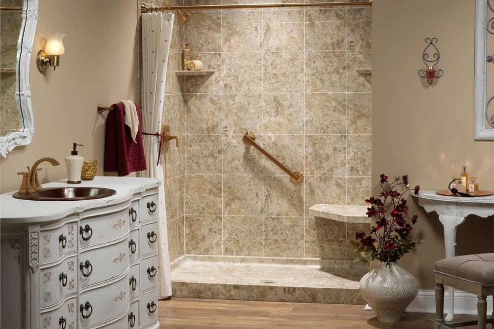 All County One Day Bath tub-to-shower conversion with seat and grab bar